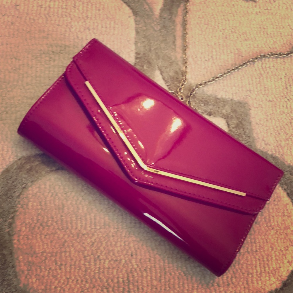 Patent Leather Aldo Clutch with chain